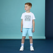 Mitch & Son Boys White T-shirt and Turquoise Short Set
